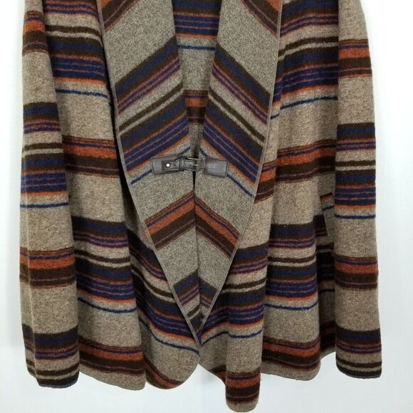 Fenn Wright Manson Studio Women  Striped Wool Jacket Size L Pockets Brown - Picture 3 of 6